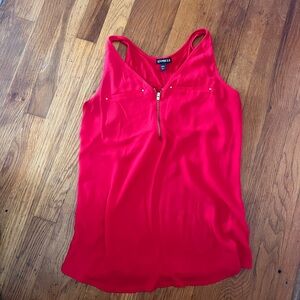 Express Women's Red Tank Blouse with Front Zipper